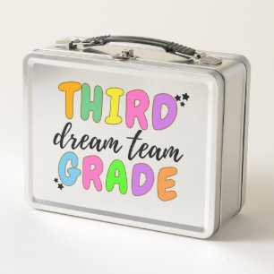 Colourful Third Grade, Back to School Stainless  Metal Lunch Box