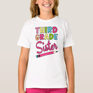 Colourful Third Grade Sister Back To School T-Shirt