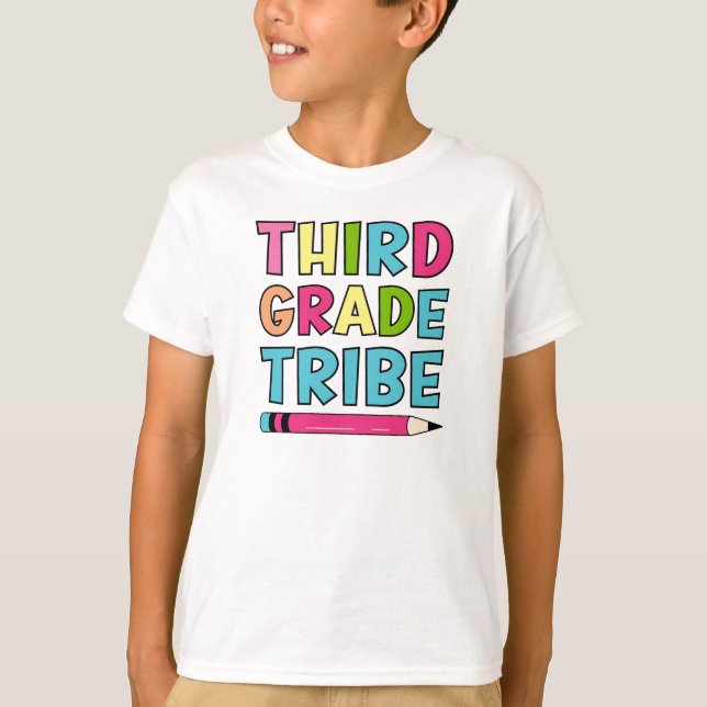 Colourful Third Grade Tribe Back To School T-Shirt (Front)