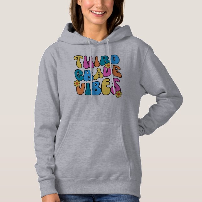 Colourful Third grade Vibes– Back to school Retro Hoodie (Front)