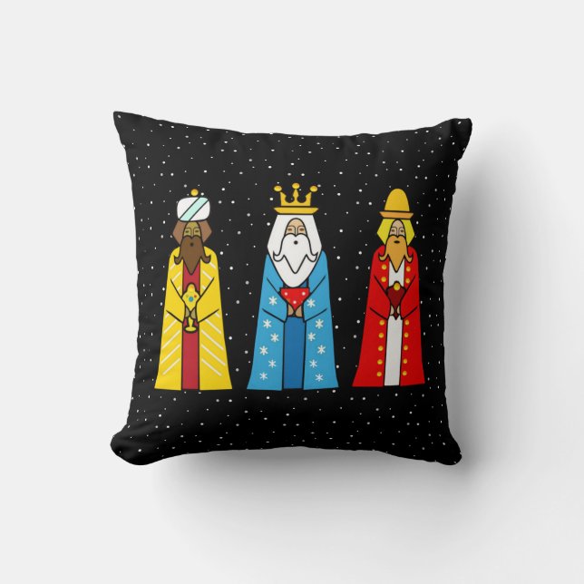 Colourful Three Wise Men Throw Pillow (Front)