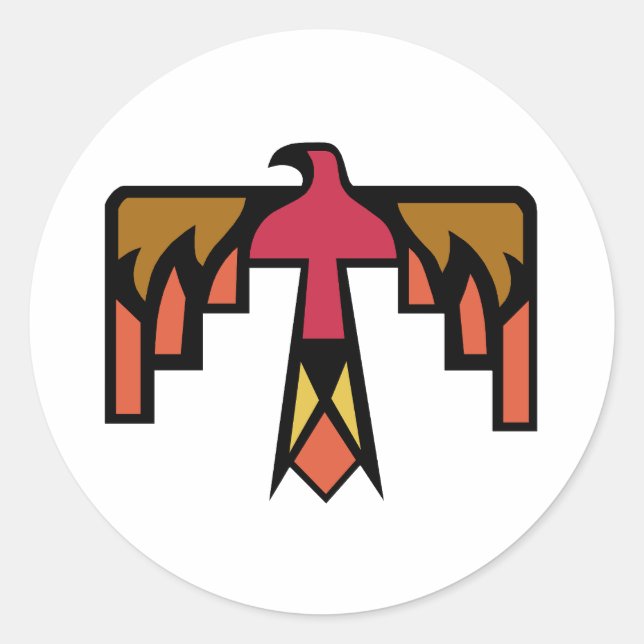 Colourful Thunderbird design Classic Round Sticker (Front)
