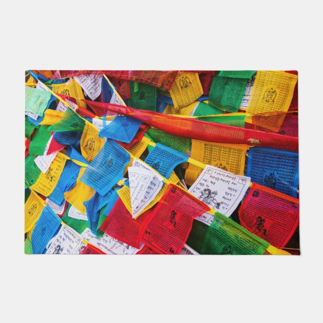 Colourful Tibetan prayer flags - Tibet Doormat (Front)