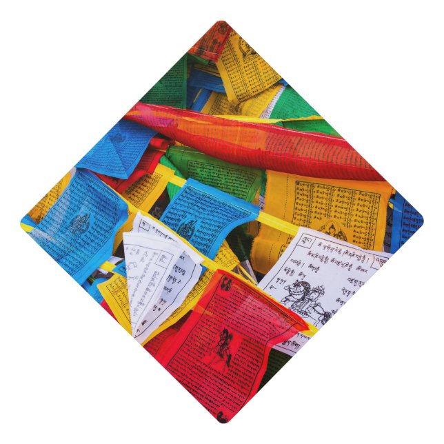 Colourful Tibetan prayer flags - Tibet Graduation Cap Topper (Front)