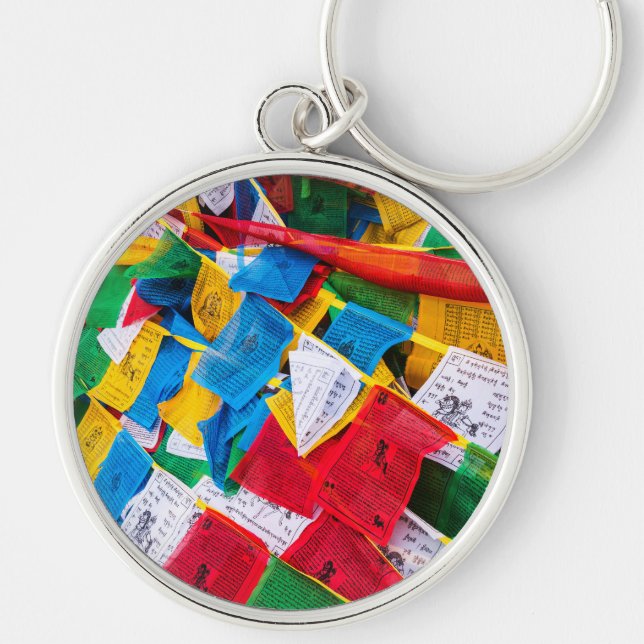 Colourful Tibetan prayer flags - Tibet Keychain (Front)