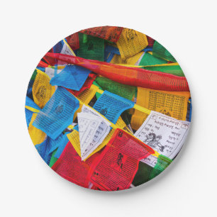 Colourful Tibetan prayer flags - Tibet Paper Plate