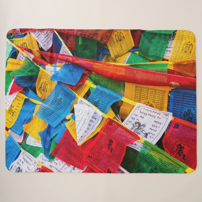 Colourful Tibetan prayer flags - Tibet Sherpa Blanket (Front (Horizontal))