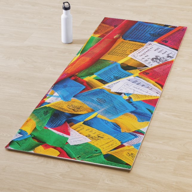 Colourful Tibetan prayer flags - Tibet Yoga Mat (In Situ)