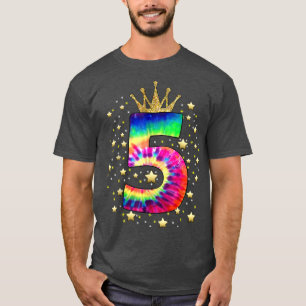 Colourful Tie Dye 5 Year Old Girl 5th Birthday T-Shirt