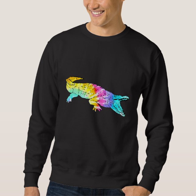 Colourful Tie Dye Alligator Sweatshirt (Front)