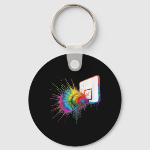 Colourful Tie Dye Basketball Hoop Paint Splatter S Keychain
