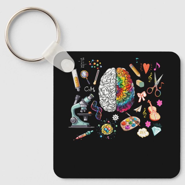 Colourful Tie Dye Brain Science Art Neuroscience N Keychain (Front)