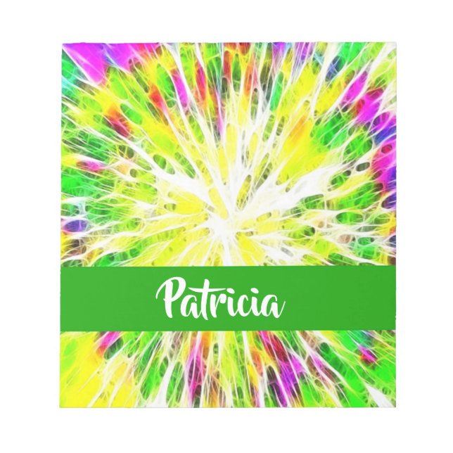 Colourful tie dye custom name pattern notepad (Front)
