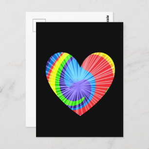 Colourful Tie Dye Heart Postcard