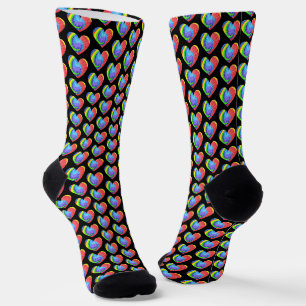 Colourful Tie Dye Heart Socks