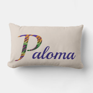 Colourful Tie-Dye Letter P Initial Add Your Name Lumbar Pillow