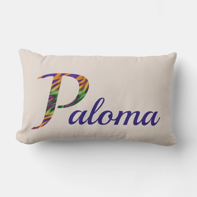 Colourful Tie-Dye Letter P Initial Add Your Name Lumbar Pillow (Front)