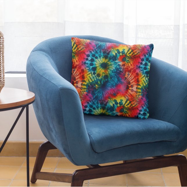Colourful Tie Dye Multi-colour Throw Pillow (Creator Uploaded)
