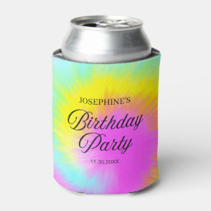 Colourful Tie Dye Pastel Boho Birthday Party Can Cooler