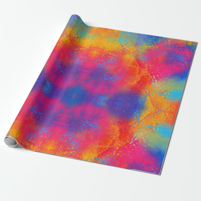 Colourful Tie Dye Pattern Cute Cool Pretty Funky Wrapping Paper (Unrolled)