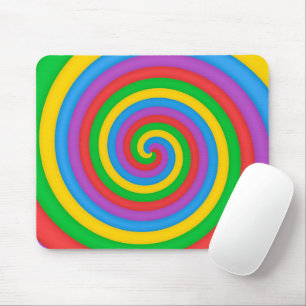 Colourful Tie Dye Rainbow Swirl 60s Art Pattern Mouse Pad