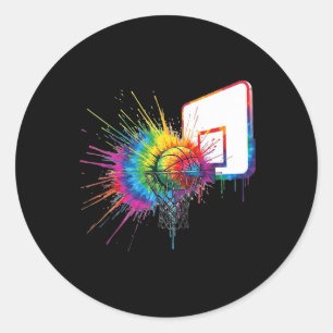 Colourful Tie Dye Sketll Hoop Paint Splatter Sport Classic Round Sticker