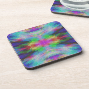 Colourful Tie Dye Style Art Coaster