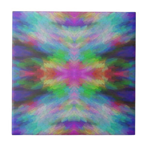 Colourful Tie Dye Style Art Tile