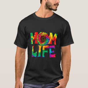 Colourful Tie Dye Sunflower Mom Life T-Shirt