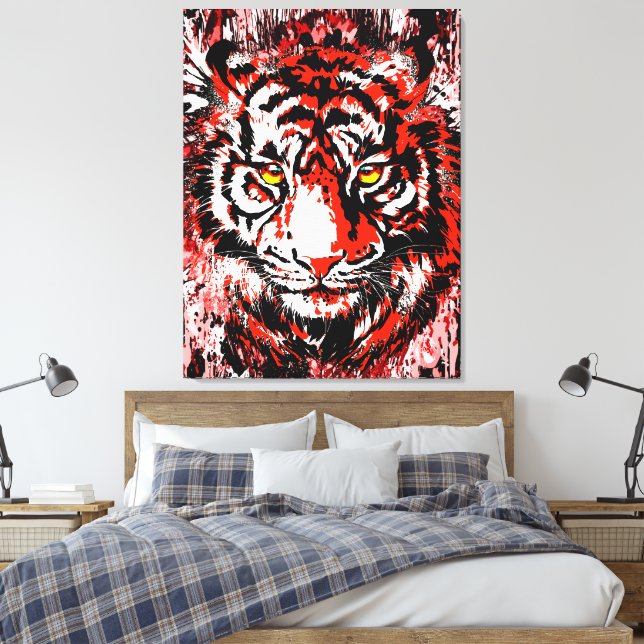 Colourful Tiger Canvas Print | Colourful Tiger Art (Insitu(Bedroom))