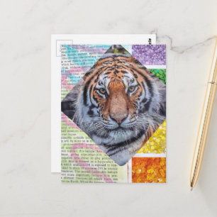 Colourful Tiger Collage Postcard