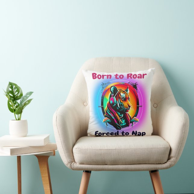 Colourful Tiger Face Throw Pillow (Chair)