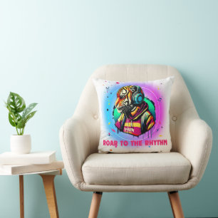 Colourful Tiger Face Throw Pillow