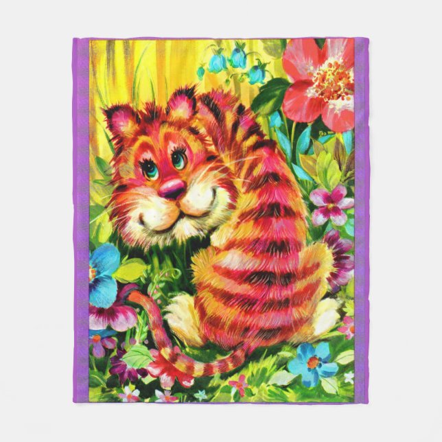 colourful tiger fleece blanket (Front)