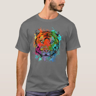 Colourful Tiger Head Safari Predator Animal Tiger T-Shirt
