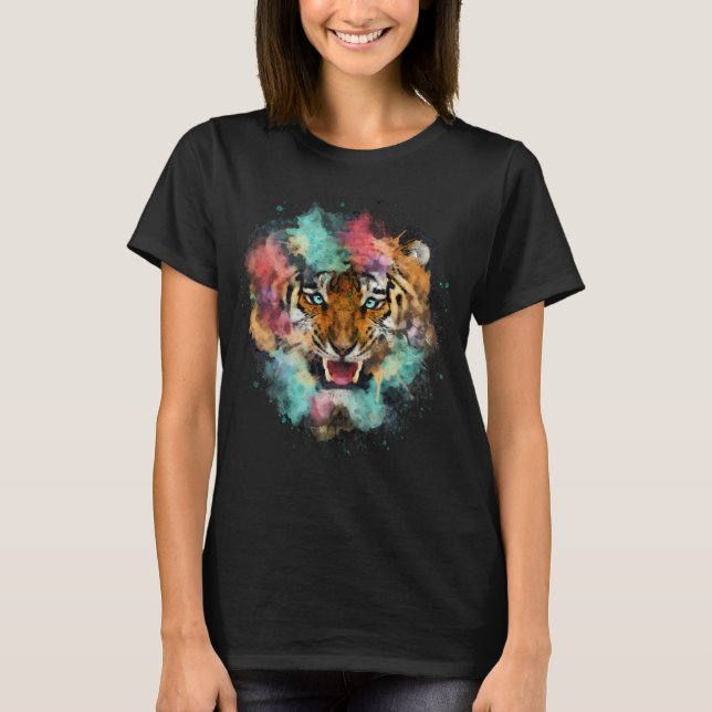 Colourful Tiger Head T-Shirt (Front)