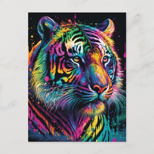 Colourful Tiger Postcard (Front)