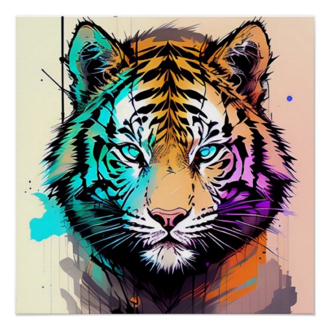 Colourful tiger poster (Front)