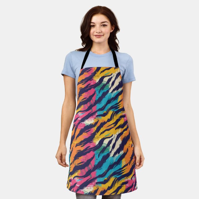 Colourful Tiger Stripes Apron (Worn)