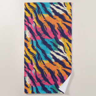 Colourful Tiger Stripes Beach Towel