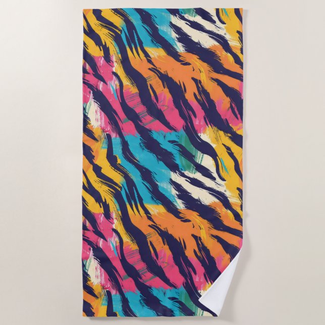 Colourful Tiger Stripes Beach Towel (Front)