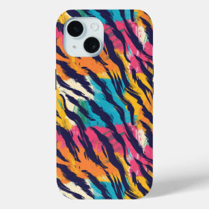 Colourful Tiger Stripes iPhone 15 Case