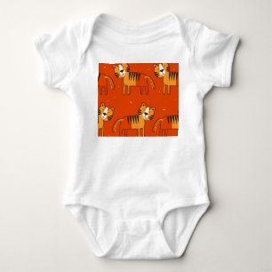 Colourful Tigers Hand Drawn Decor Baby Bodysuit