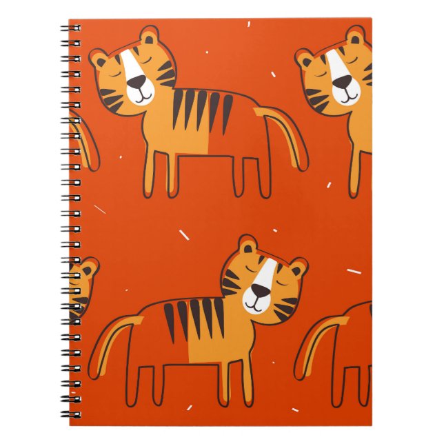 Colourful Tigers Hand Drawn Decor Notebook (Front)