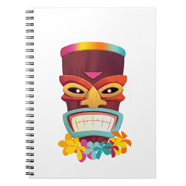 Colourful Tiki and Flowers Notebook (Front)