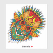 Colourful Tiki mask sticker 