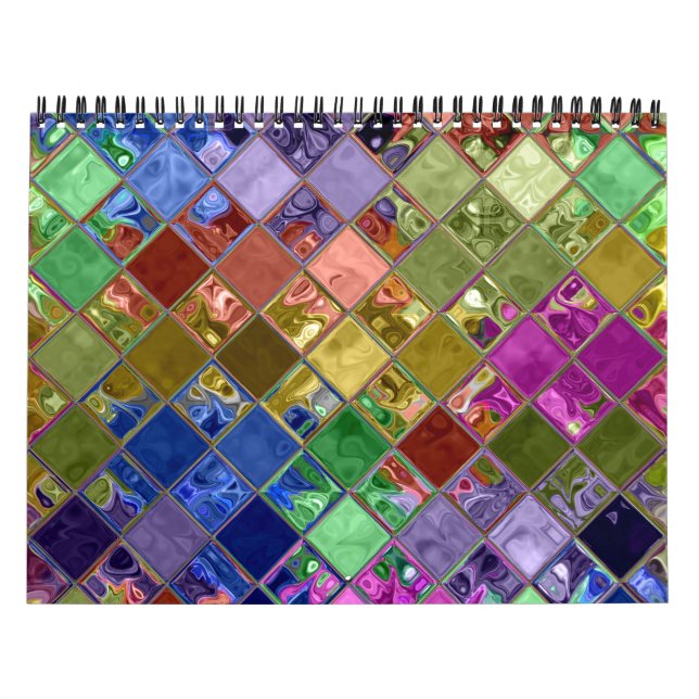 Colourful Tile Art Customizable Calendar (Cover)
