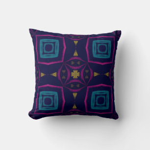 Colourful Tile illustration. Fashion Geometric Orn Throw Pillow