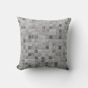 Colourful tiles in Lisbon in urban wallabstract, a Throw Pillow