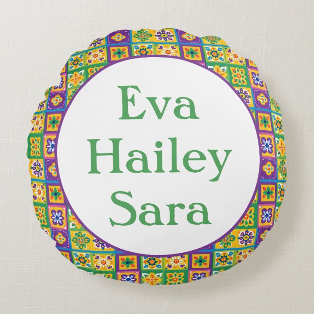 Colourful Tiles Round Pillow (Front)